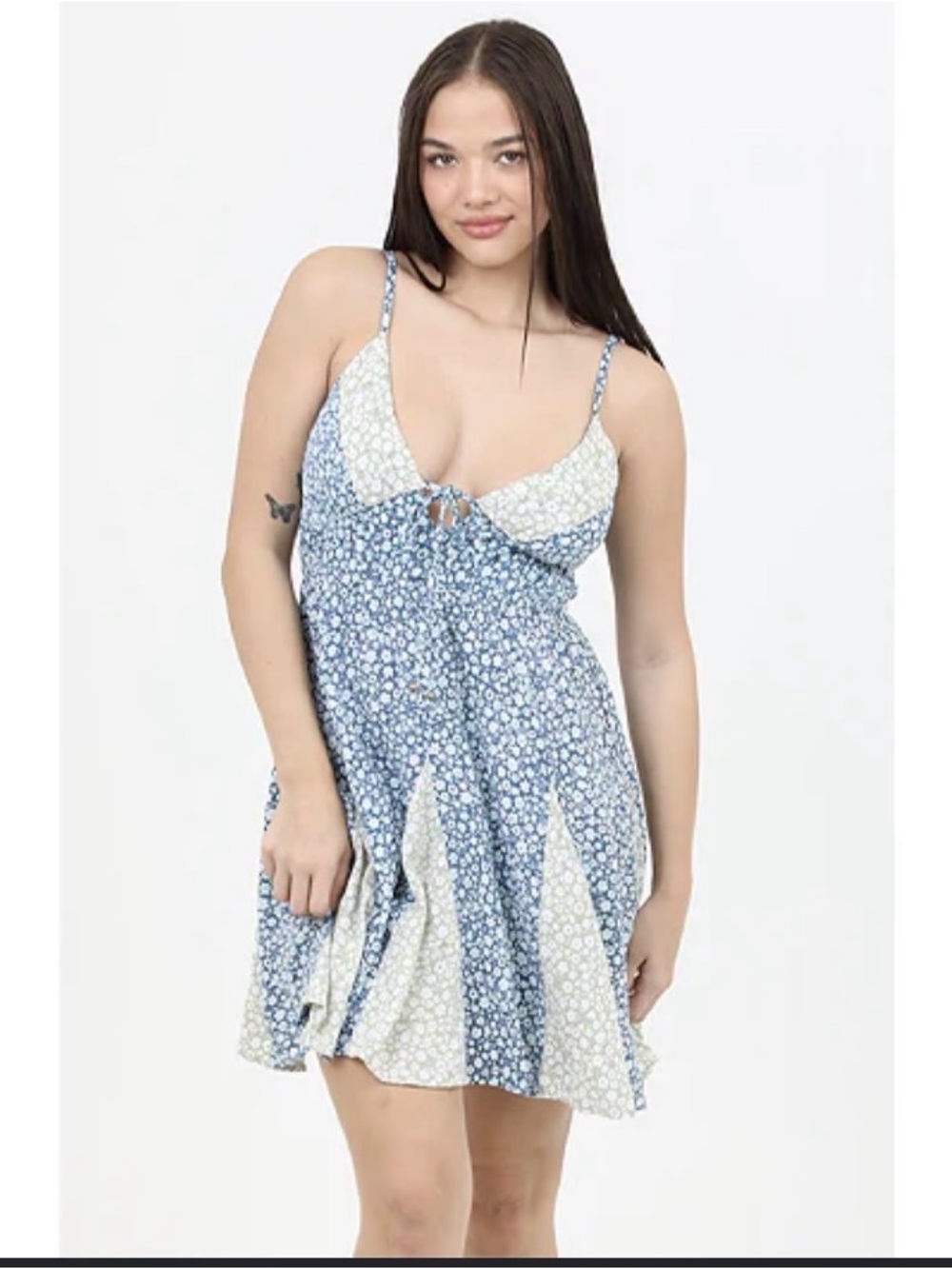 NWT Angie Women's Mixed Print Godet Hem Mini Dress